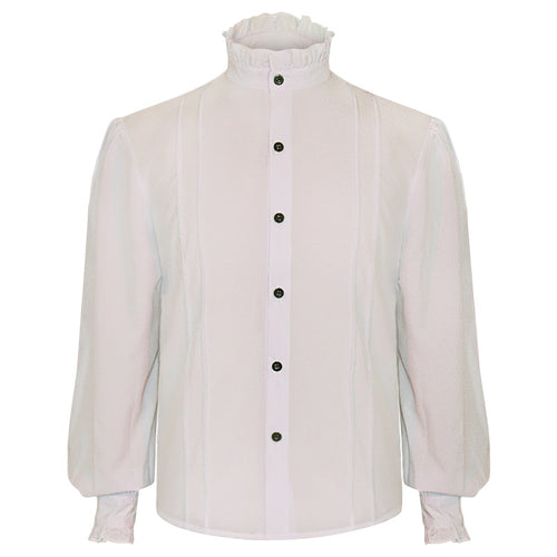Damen nan elegante viktorianisch inspirierte Rüschenbluse mit hohem Kräuselkragen und Ballonärmeln Drune