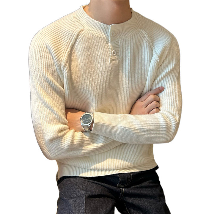Herren Feinstrick-Henley-Pullover mit Raglanärmeln und feiner Rippstruktur Drune