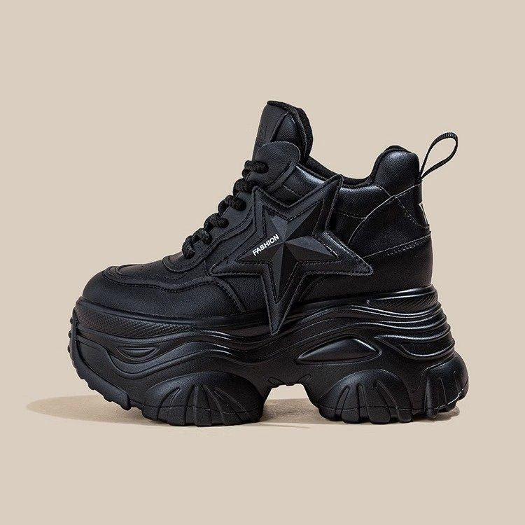 Damen Chunky Sneaker mit modischem Sternen-Design und extragroßer Sohle Drune