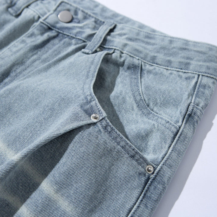 Damen Weite High‑Waist Jeans im Vintage‑Denim mit Used‑Effekt Drune