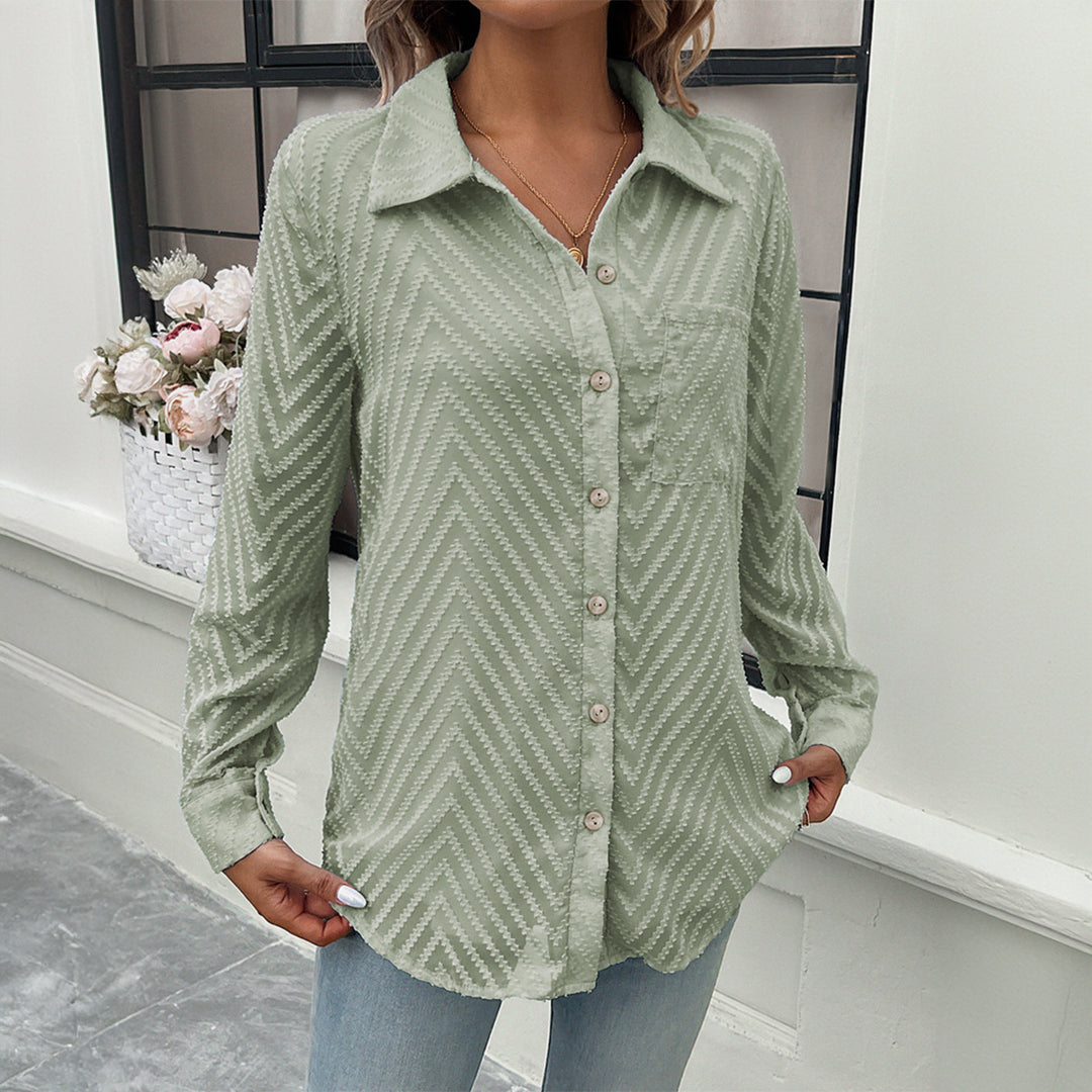 Damen Elegante Bluse mit transparenten Ärmeln und Knopfverschlüssen Drune