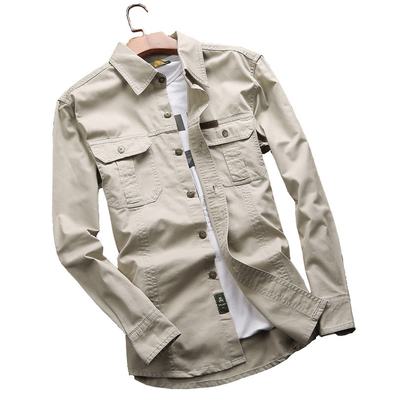 Herren nan vielseitiges Canvas-Overshirt mit Klappbrusttaschen, verstärkten Nähten und regular fit Drune