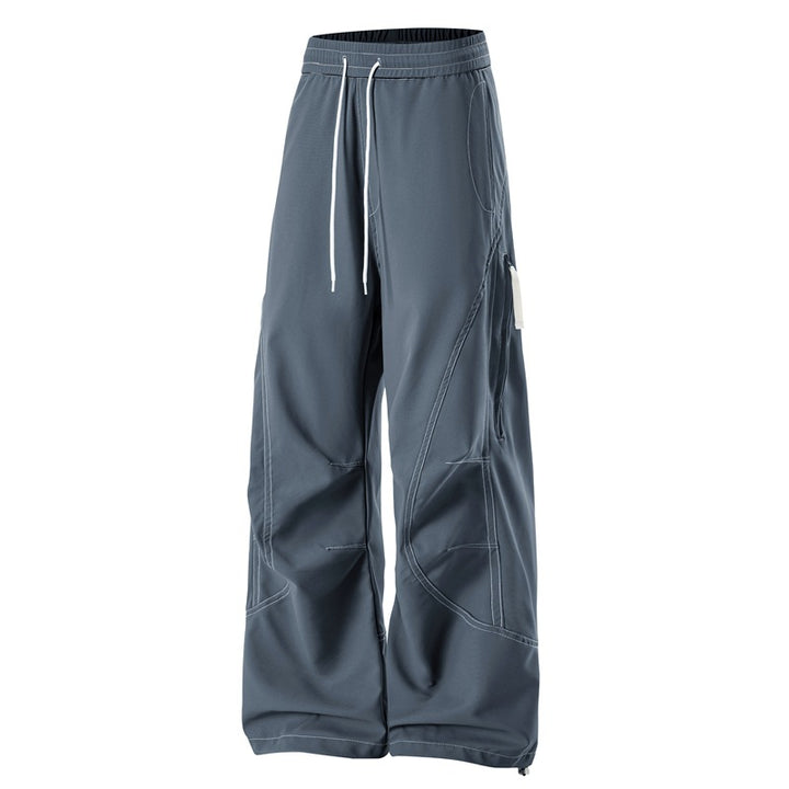 Herren weite Cargo-Hose mit elastischem Bund, Tunnelzug und seitlicher Reißverschlusstasche Drune