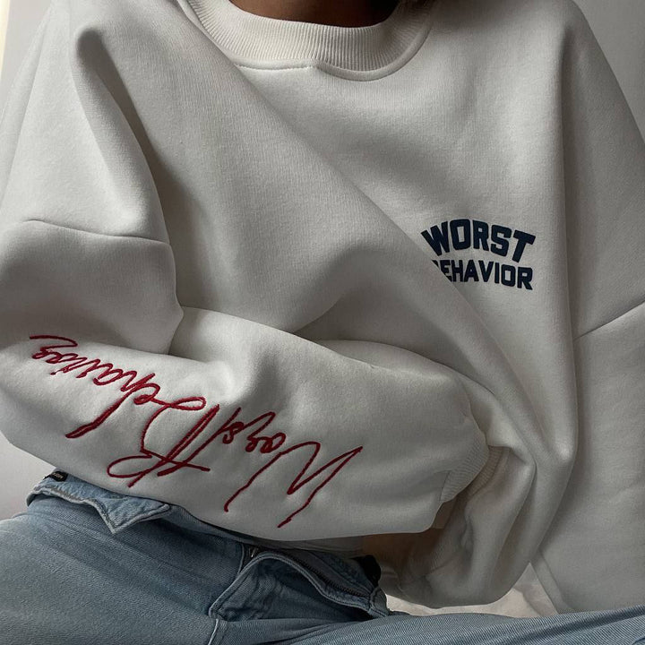 Damen Oversized Sweatshirt mit kreativem Retro-Druck Drune