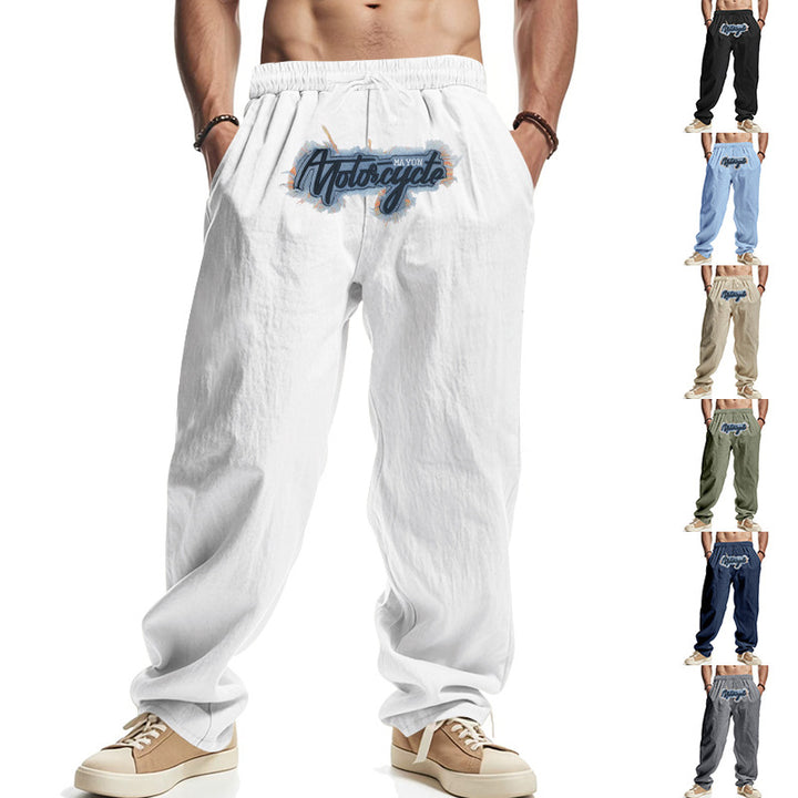 Herren lässige Freizeithose mit elastischem Bund und aufgesticktem Design Drune