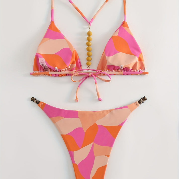 Damen Triangel-Bikini Set mit auffälligen Streifen Drune