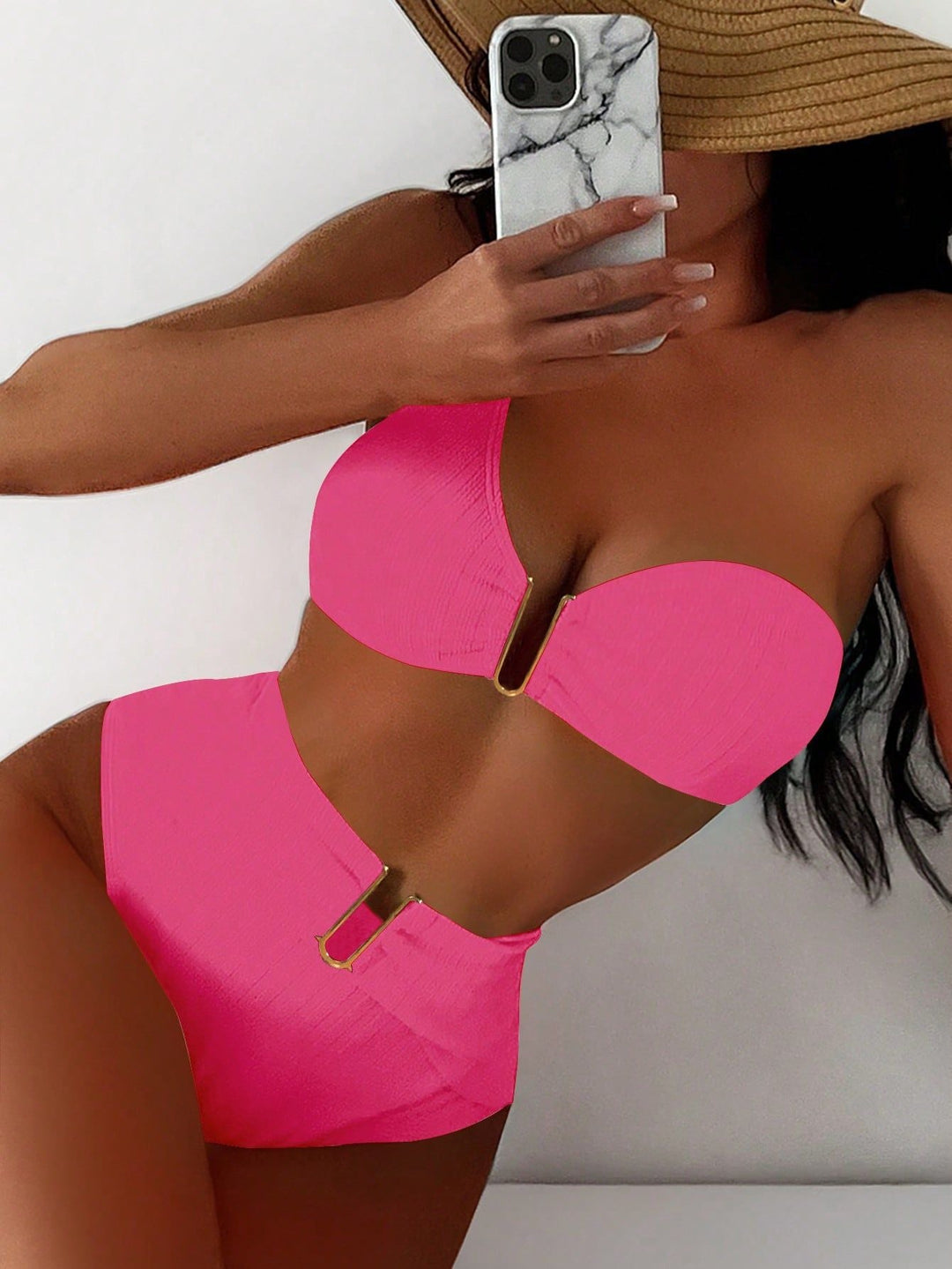 Damen High-Waist Bikini mit geschmackvollem Goldakzent Drune