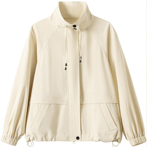 Damen lässige Übergangsjacke mit hohem Kragen Drune