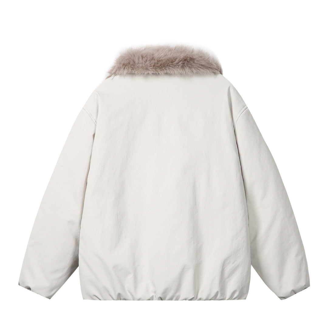 Damen Kurzblouson im Boxy‑Cut mit voluminösem Kunstfellkragen und Zwei-Wege‑Reißverschluss Drune