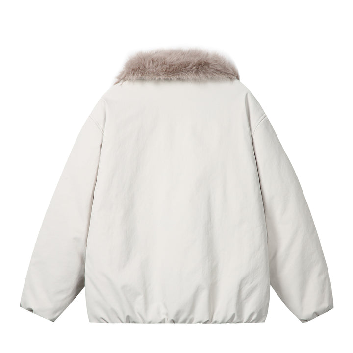 Damen Kurzblouson im Boxy‑Cut mit voluminösem Kunstfellkragen und Zwei-Wege‑Reißverschluss Drune