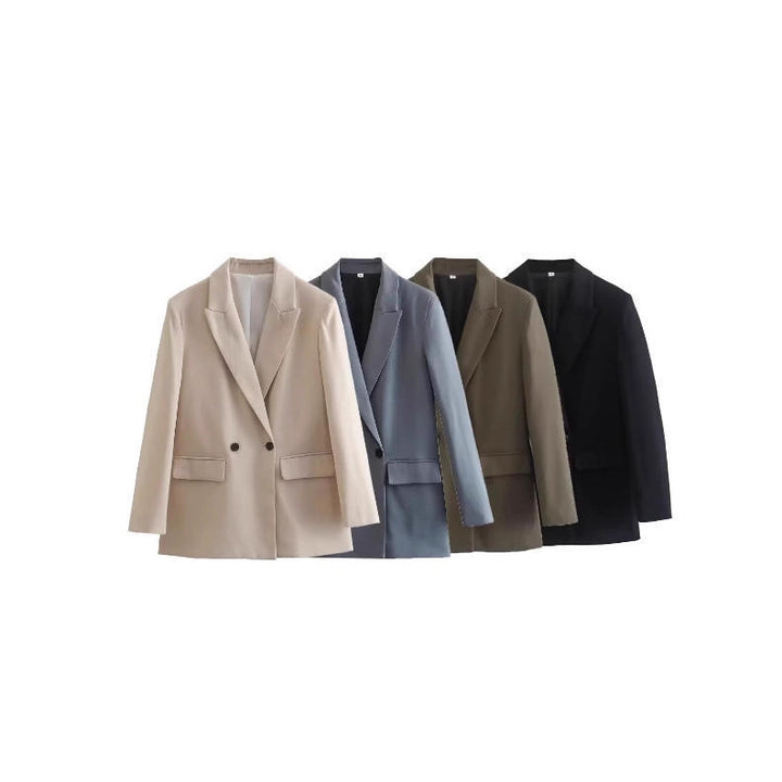 Damen stilvolle Blazerjacke mit doppelter Knopfleiste und breiten Revers Drune