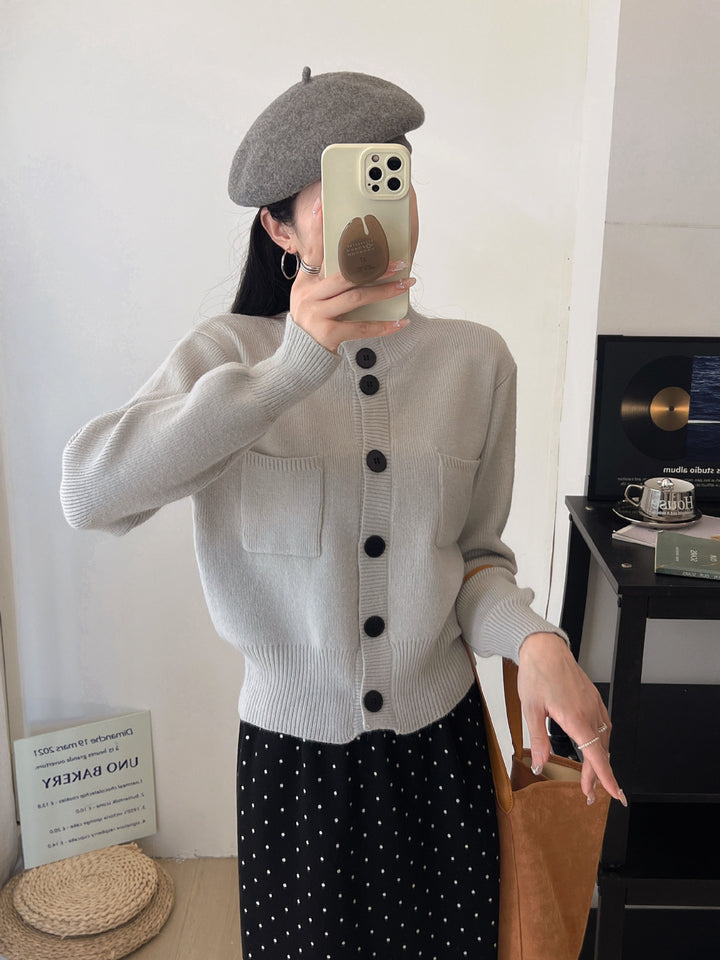 Damen Strickjacke mit praktischen Taschen und Knopfverschluss Drune