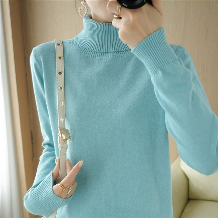 Damen Minimalistischer Feinstrick-Rolli mit hohem Rippkragen und schmaler Passform Drune