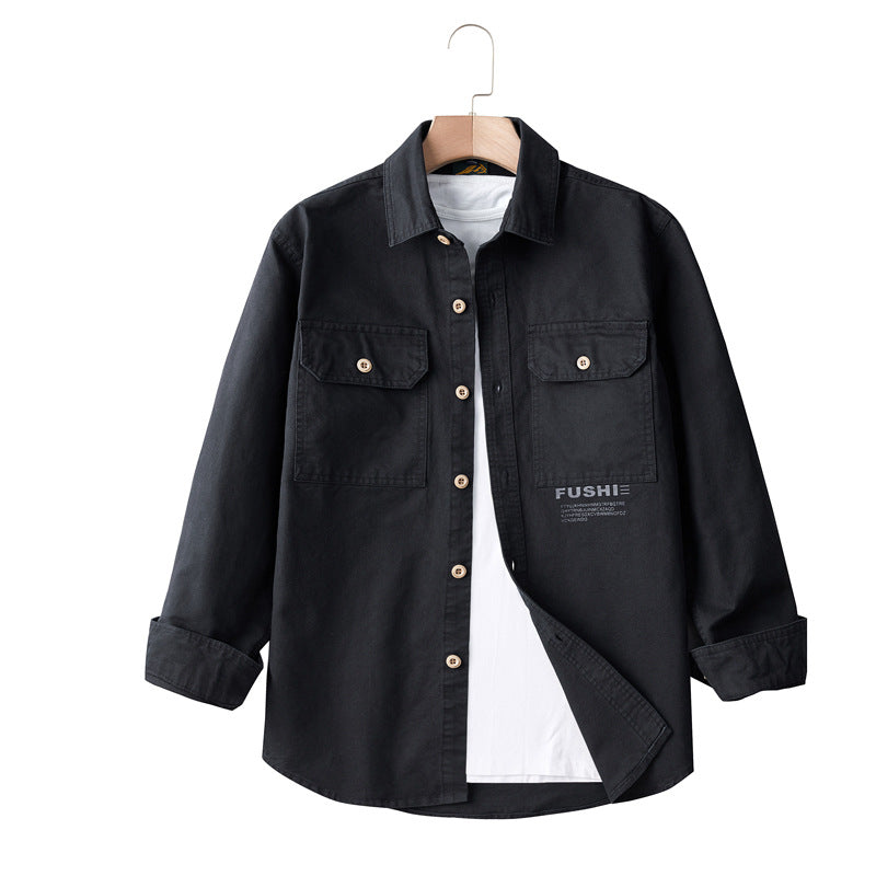 Herren Overshirt-Jacke im Utility-Stil mit Brusttaschen und Hemdkragen Drune