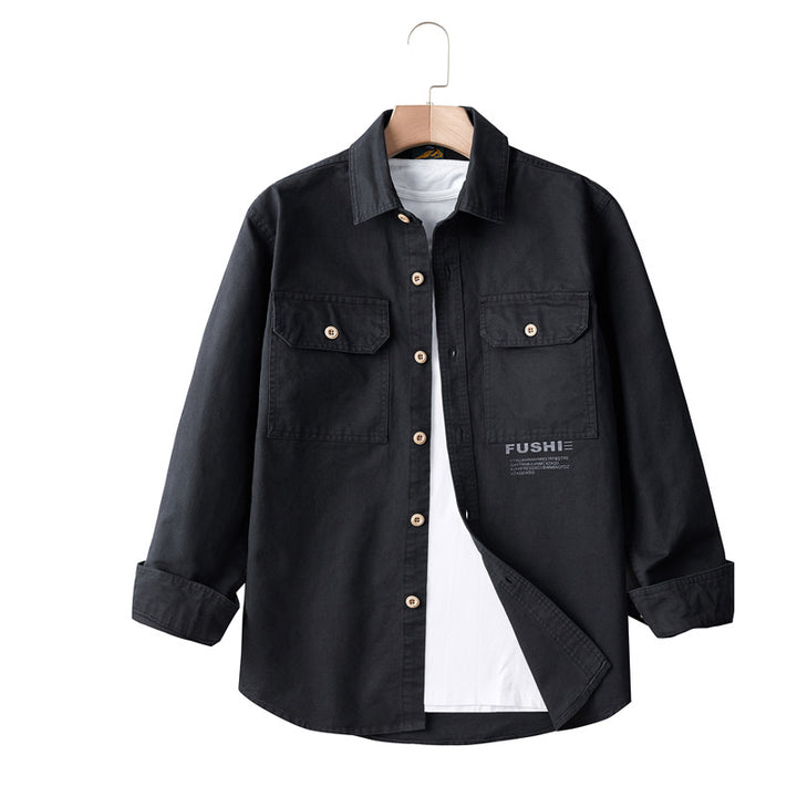 Herren Overshirt-Jacke im Utility-Stil mit Brusttaschen und Hemdkragen Drune