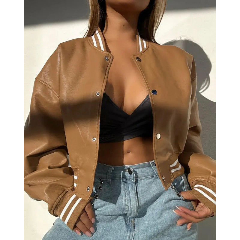 Damen Sportliche cropped Bomberjacke im Vintage-Stil Drune