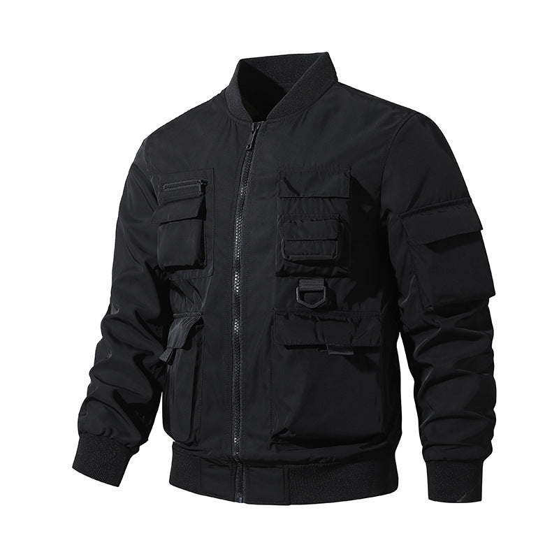 Herren Taktische Bomberjacke im Field‑Look mit modularen Außenfächern und elastischem Saum Drune