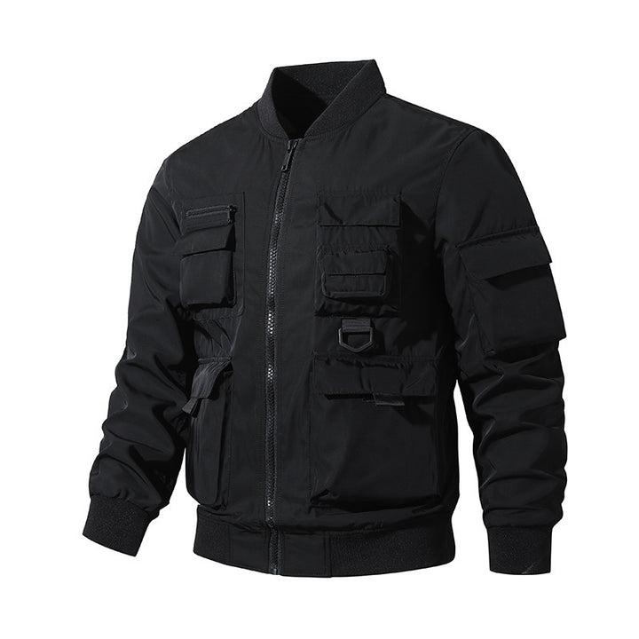 Herren Taktische Bomberjacke im Field‑Look mit modularen Außenfächern und elastischem Saum Drune