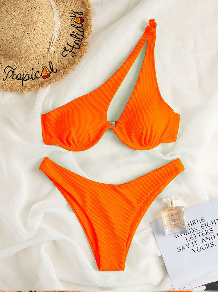 Damen Triangel-Bikini mit asymmetrischem Schnitt und strukturiertem Design Drune