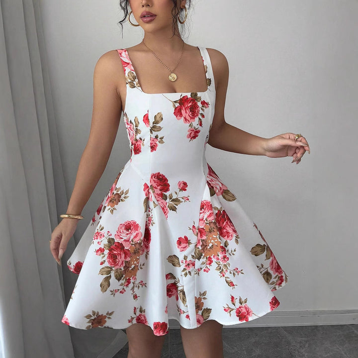 Damen Sommerliches Fit-and-Flare Kleid mit Blumenmuster Drune