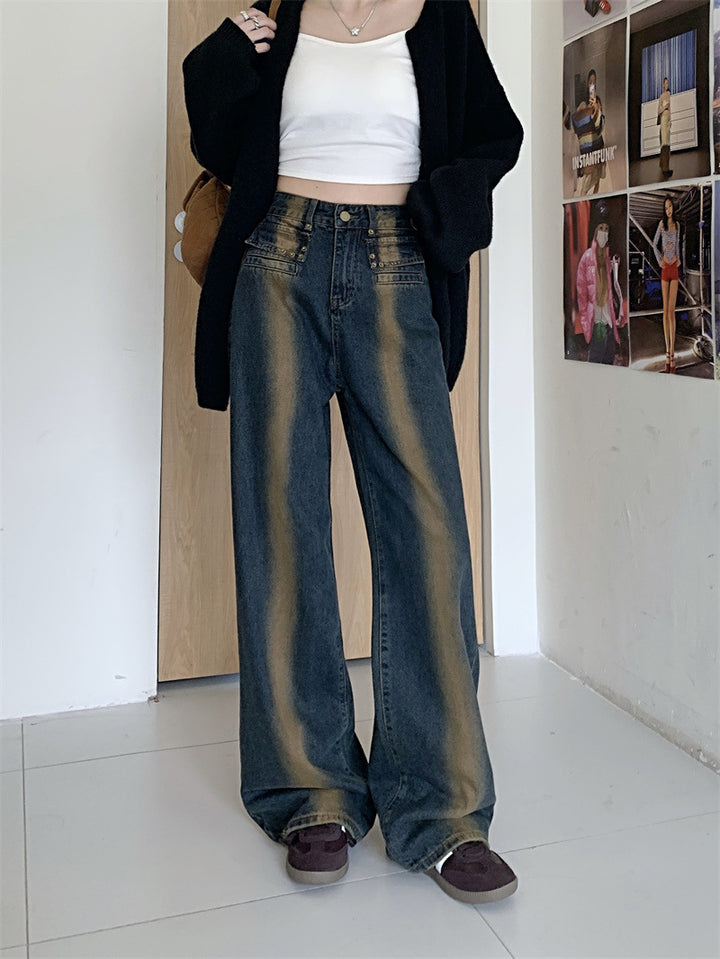 Damen Weit geschnittene Jeans mit detailreicher Knopfgestaltung Drune