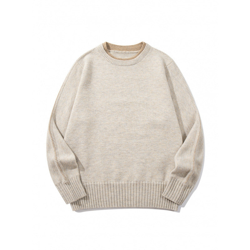 Unisex Weicher Mélange-Rundhalspullover aus Bio-Baumwollmix mit Boxy‑Fit und breiten Rippbündchen Drune