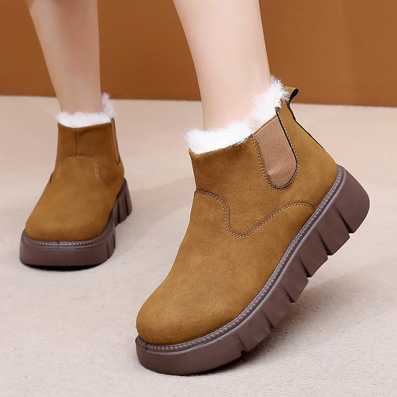 Damen Warme und stilvolle Stiefeletten mit rutschfester Sohle Drune