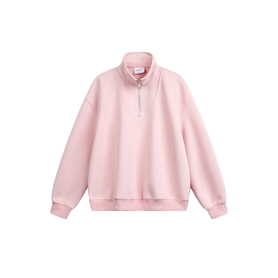 Damen Oversize Halfzip Stehkragen-Sweatshirt aus schwerer Baumwollmischung Drune