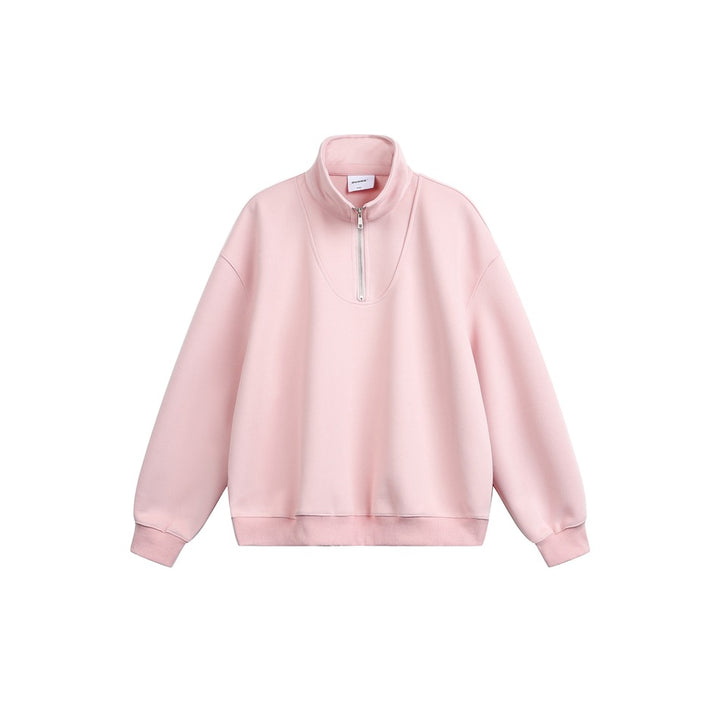 Damen Oversize Halfzip Stehkragen-Sweatshirt aus schwerer Baumwollmischung Drune