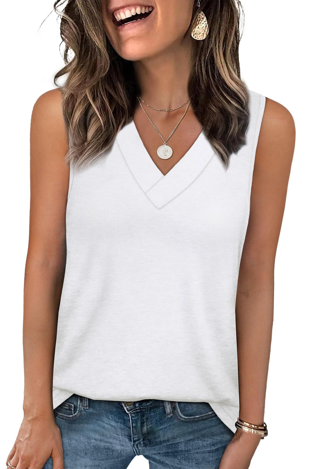 Damen Relaxed Fit V-Ausschnitt Tanktop Drune