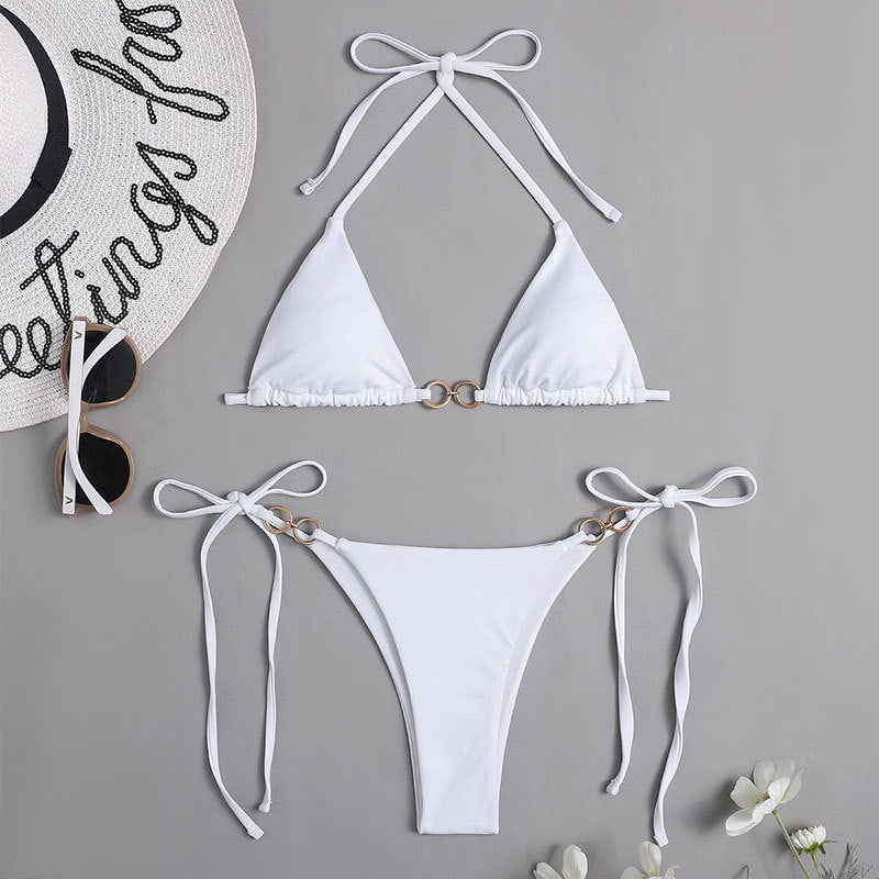 Damen klassischer Bikinislip mit verstellbaren Kordeln Drune