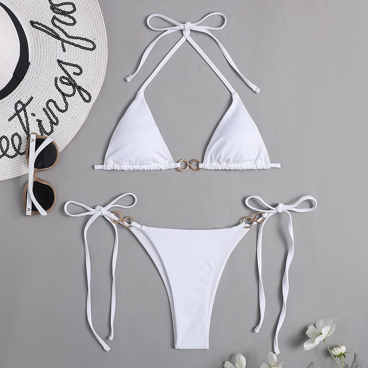 Damen klassischer Bikinislip mit verstellbaren Kordeln Drune