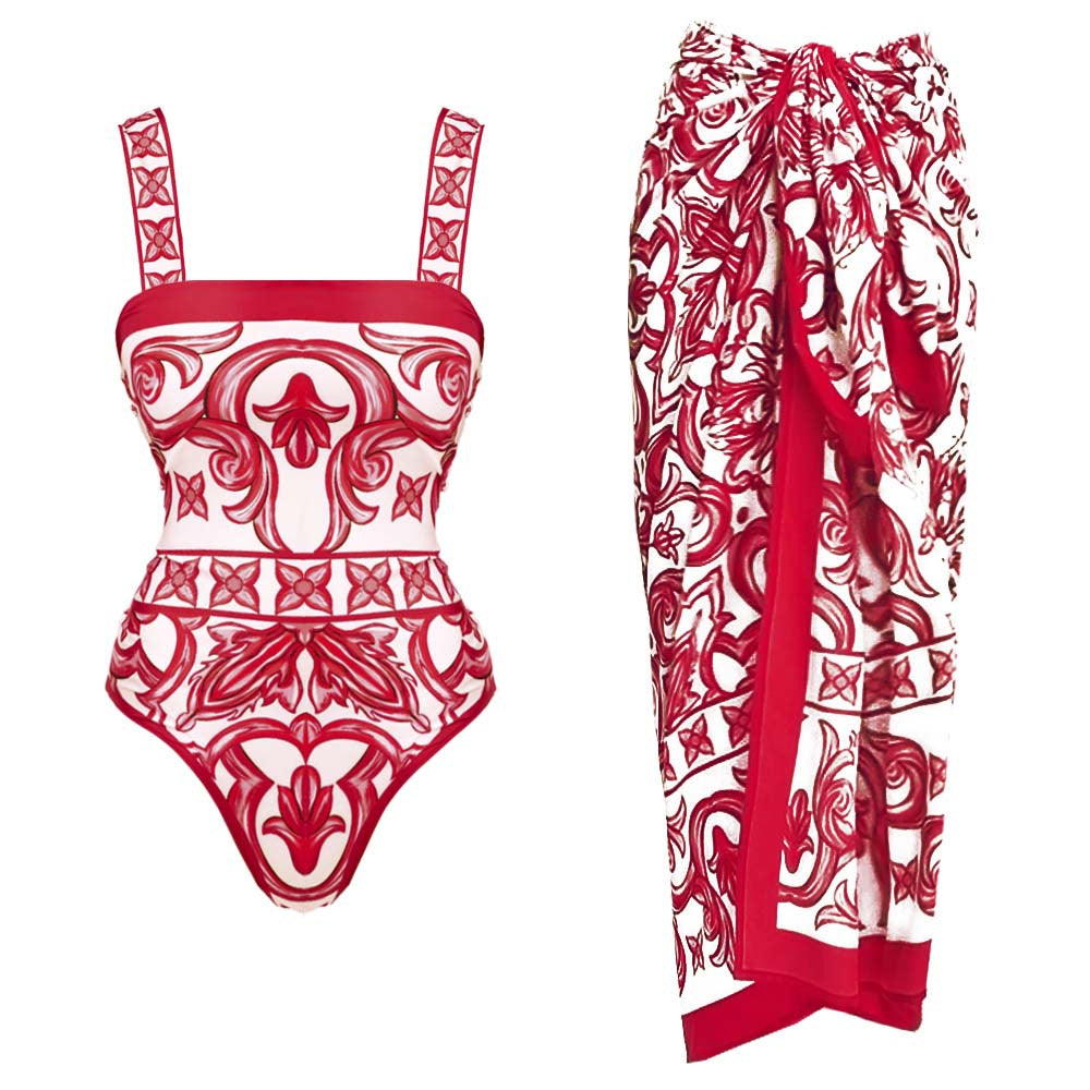 Damen Einteiler Badeanzug mit kunstvollem floralem Design Drune