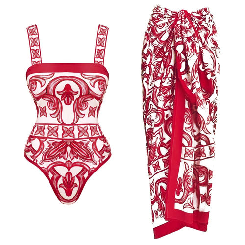 Damen Einteiler Badeanzug mit kunstvollem floralem Design Drune