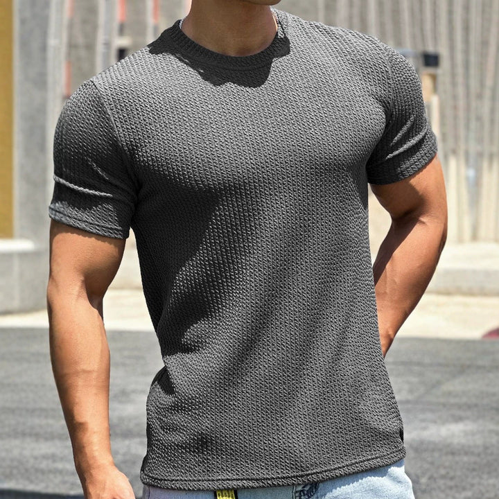Herren strukturiertes T-Shirt in schlanker Passform mit Rundhalsausschnitt Drune
