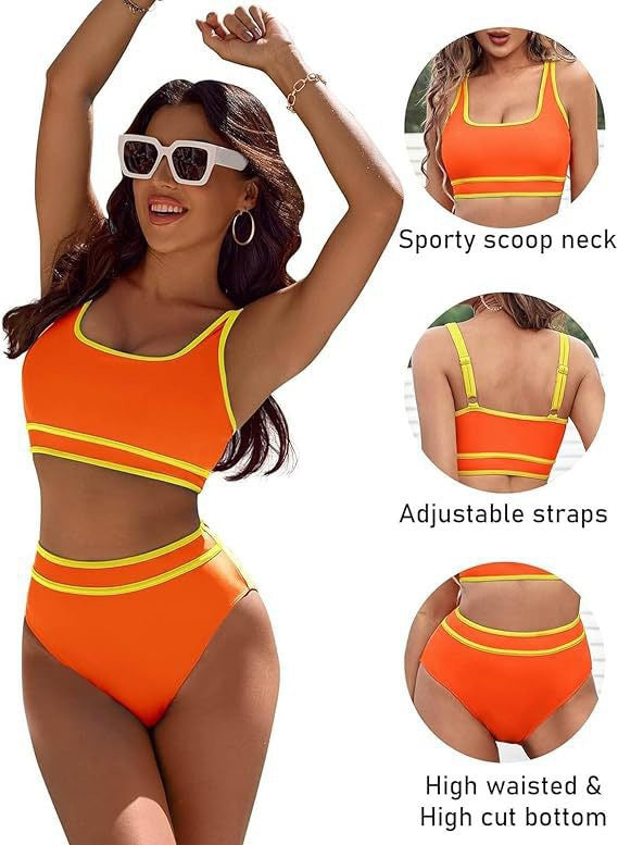 Damen Sportives Bikini-Set mit hohem Bund Drune