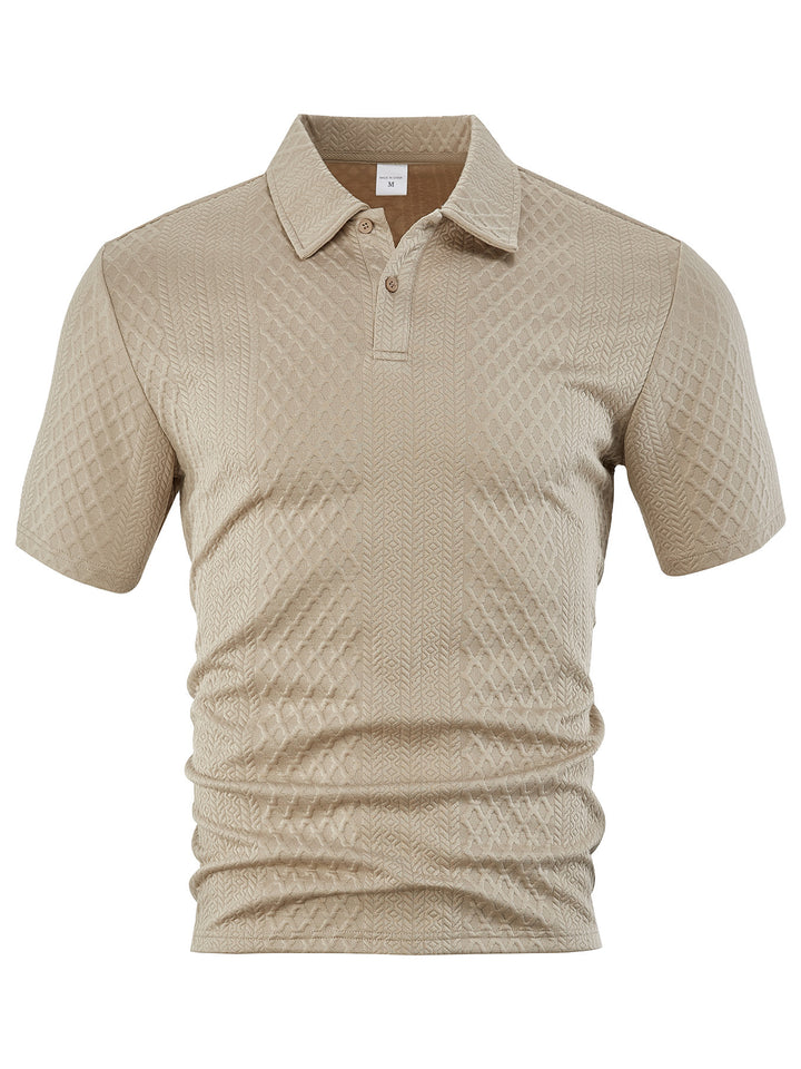 Herren nan texturiertes Jacquard-Poloshirt kurzärmelig schmaler Schnitt mit Polokragen Drune
