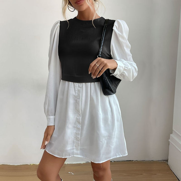 Damen Hemdblusenkleid mit Puffärmeln Drune