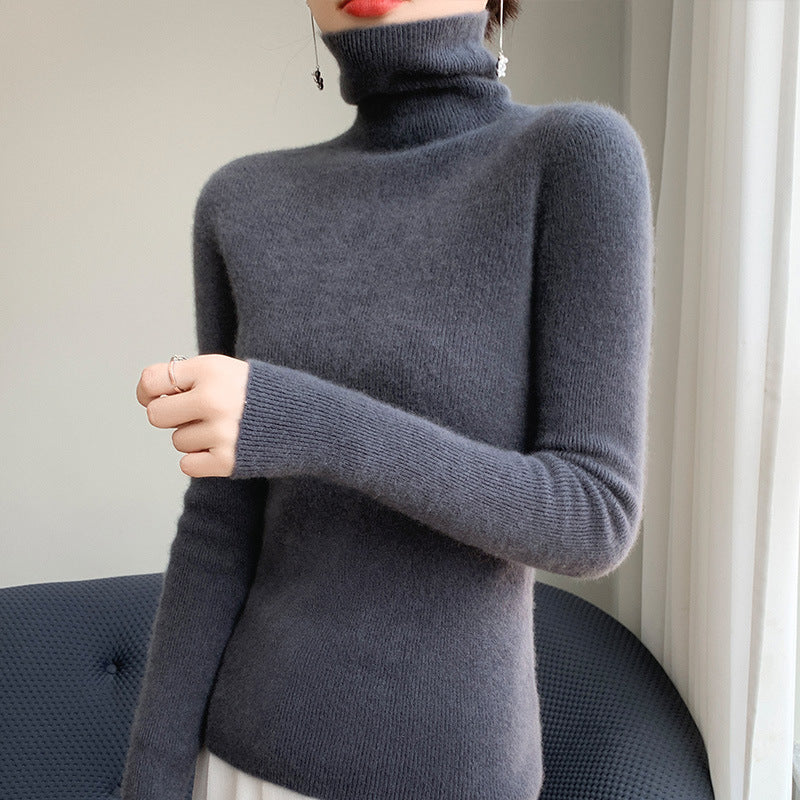 Damen Schmaler Rollkragenpullover aus Kaschmir‑Mix mit extralangem Ärmelabschluss Drune