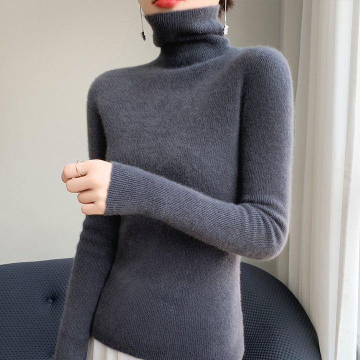 Damen Schmaler Rollkragenpullover aus Kaschmir‑Mix mit extralangem Ärmelabschluss Drune