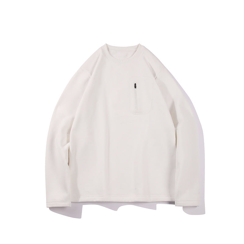 Herren Oversized-Sweatshirt mit Brust-Reißverschlusstasche, Raglanärmeln und softem Innenfutter Drune