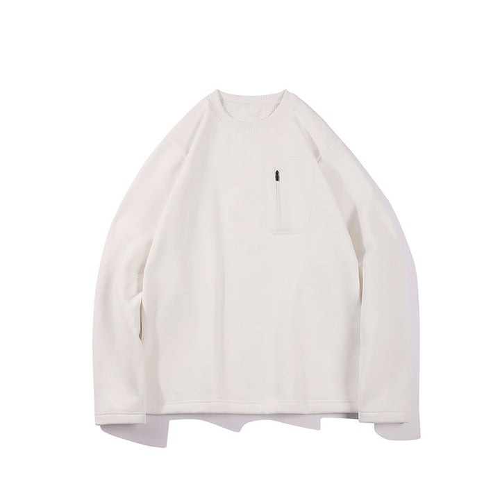 Herren Oversized-Sweatshirt mit Brust-Reißverschlusstasche, Raglanärmeln und softem Innenfutter Drune