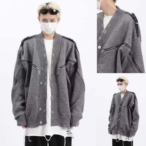 Herren Modische Strickjacke mit einzigartigem Design und Reißverschlüssen Drune
