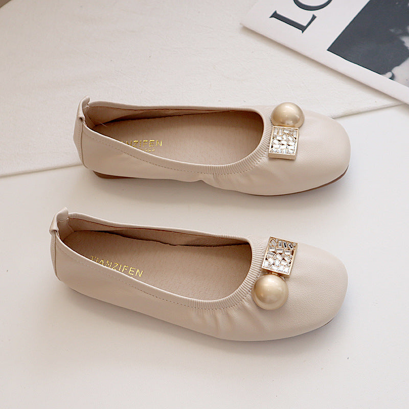 Damen Faltbare Ballerinas mit Schleife und Anti-Rutsch-Sohle Drune
