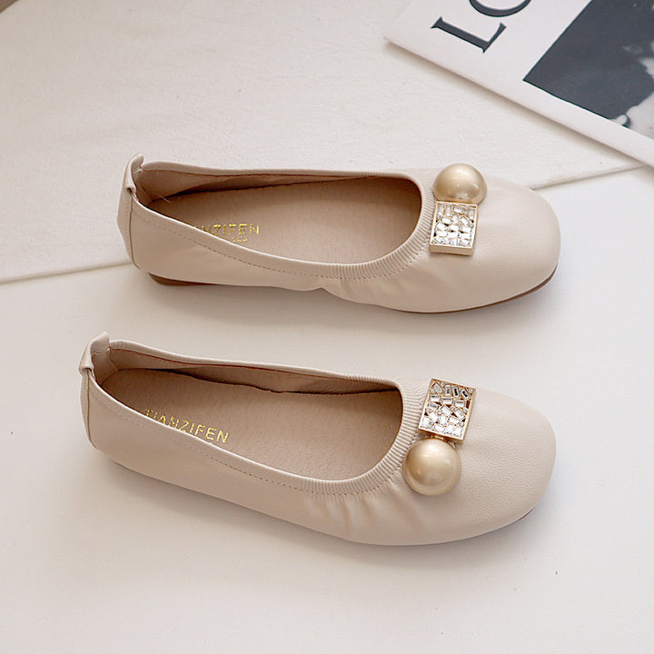 Damen Faltbare Ballerinas mit Schleife und Anti-Rutsch-Sohle Drune