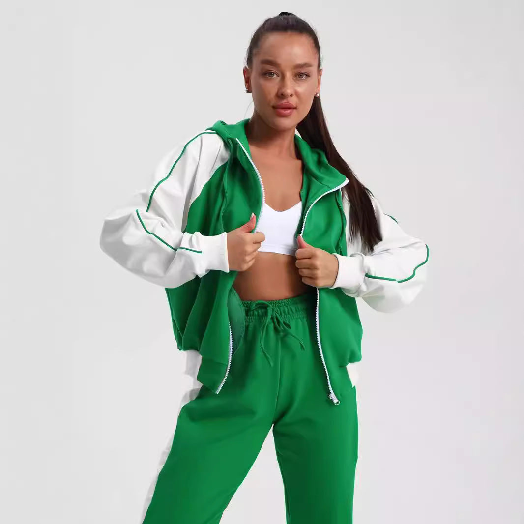 Damen sportliches Freizeitset mit modischem Hoodie und bequemer Jogginghose Drune