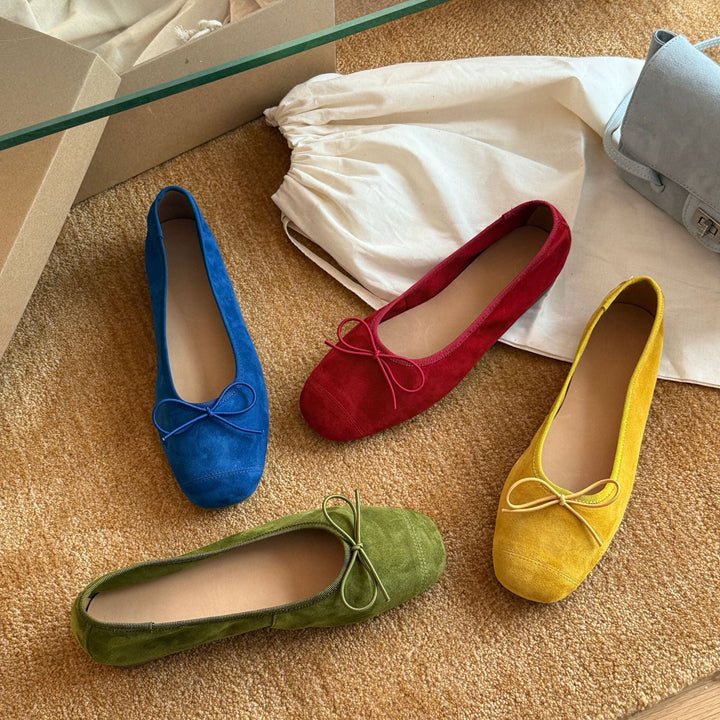 Damen Ballerinas aus weichem Wildleder mit modischem Schleifendetail Drune