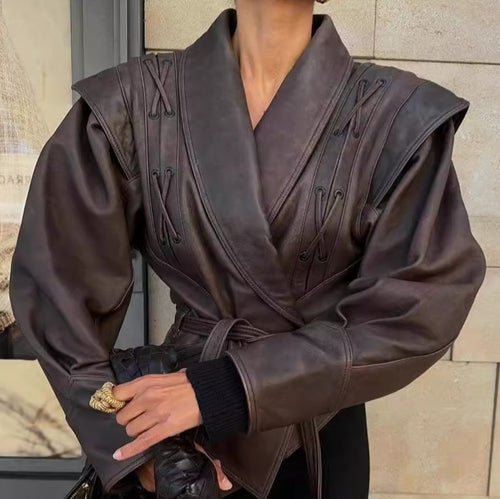 Damen Bikerjacke aus Kunstleder Drune