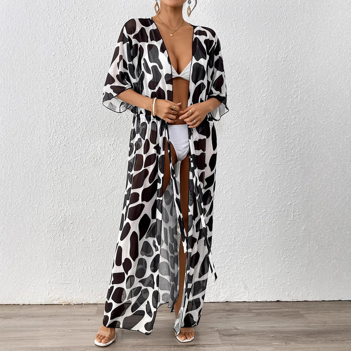 Damen modischer Strandkaftan mit seitlichem Kordelzug Drune