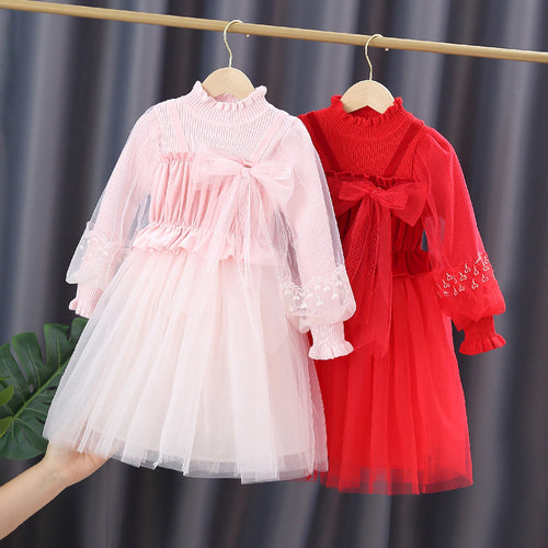 Mädchen festliches Tüllkleid mit Spitzen-Details Drune